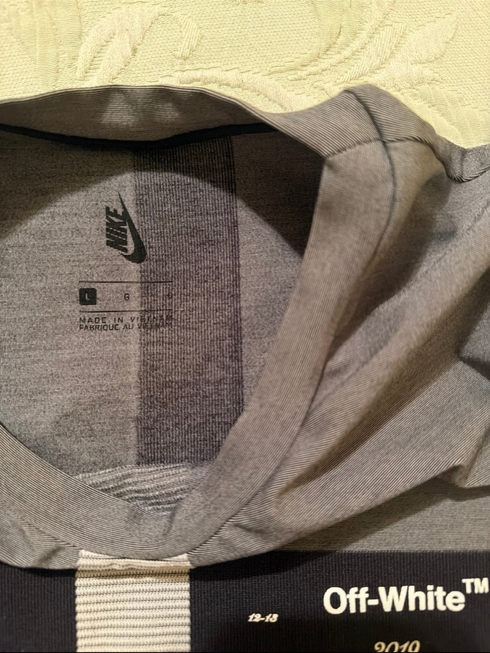 Nike x Off-White 2019 Virgil Abloh Gray Black Long Sleeve Crop Top Large - Picture 4 of 6